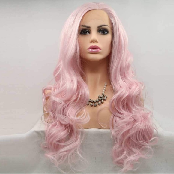 - 💫 24” BUBBLE PINK BODY WAVY CURLY LACE FRONT WIG